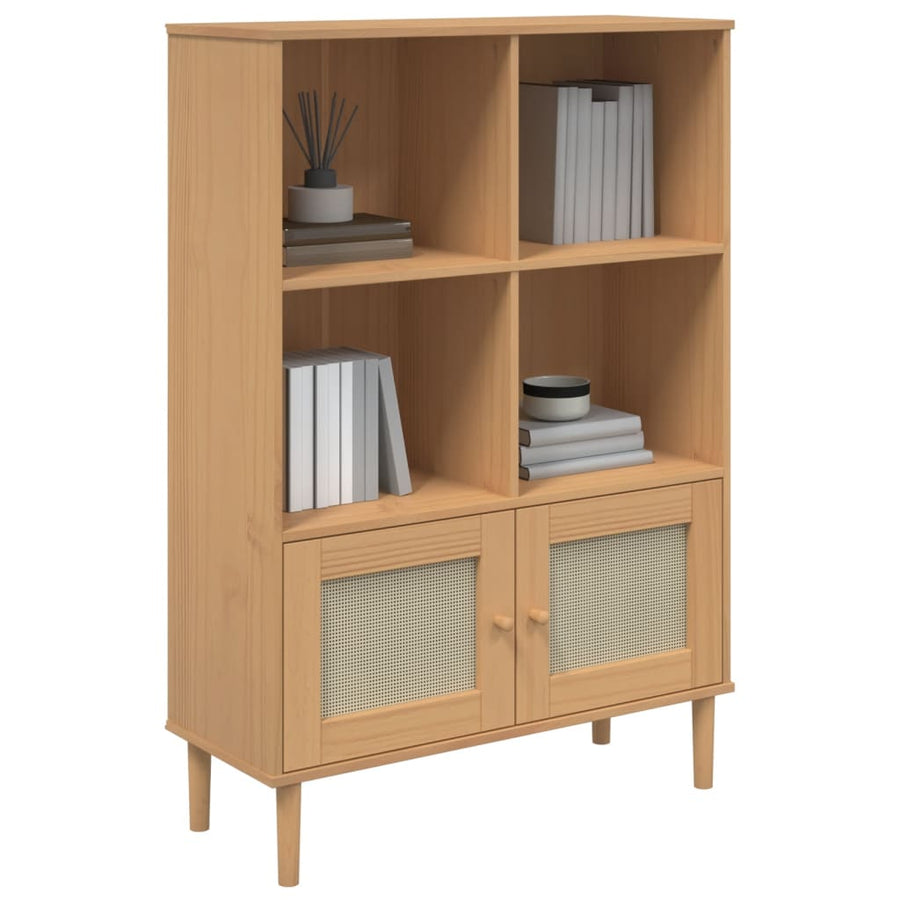 Boekenkast Senja Rattan-Look 90X35X30 Cm Grenenhout Bruin