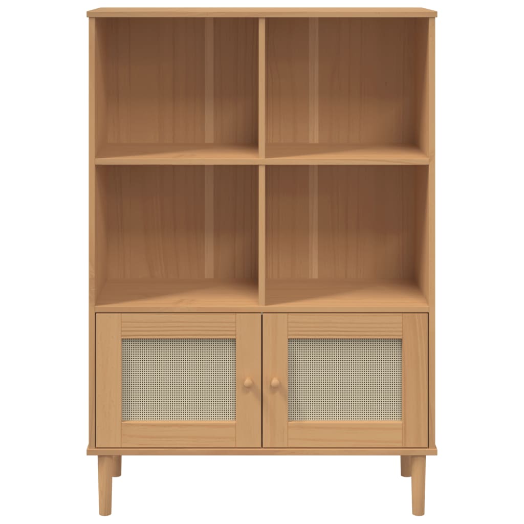 Boekenkast Senja Rattan-Look 90X35X30 Cm Grenenhout Bruin
