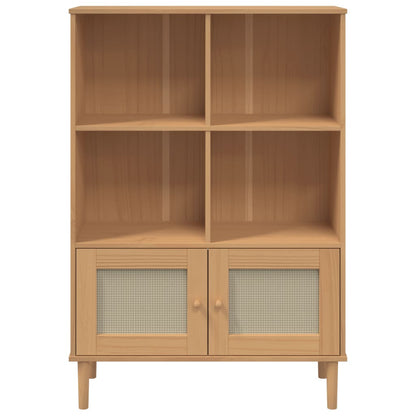 Boekenkast Senja Rattan-Look 90X35X30 Cm Grenenhout Bruin