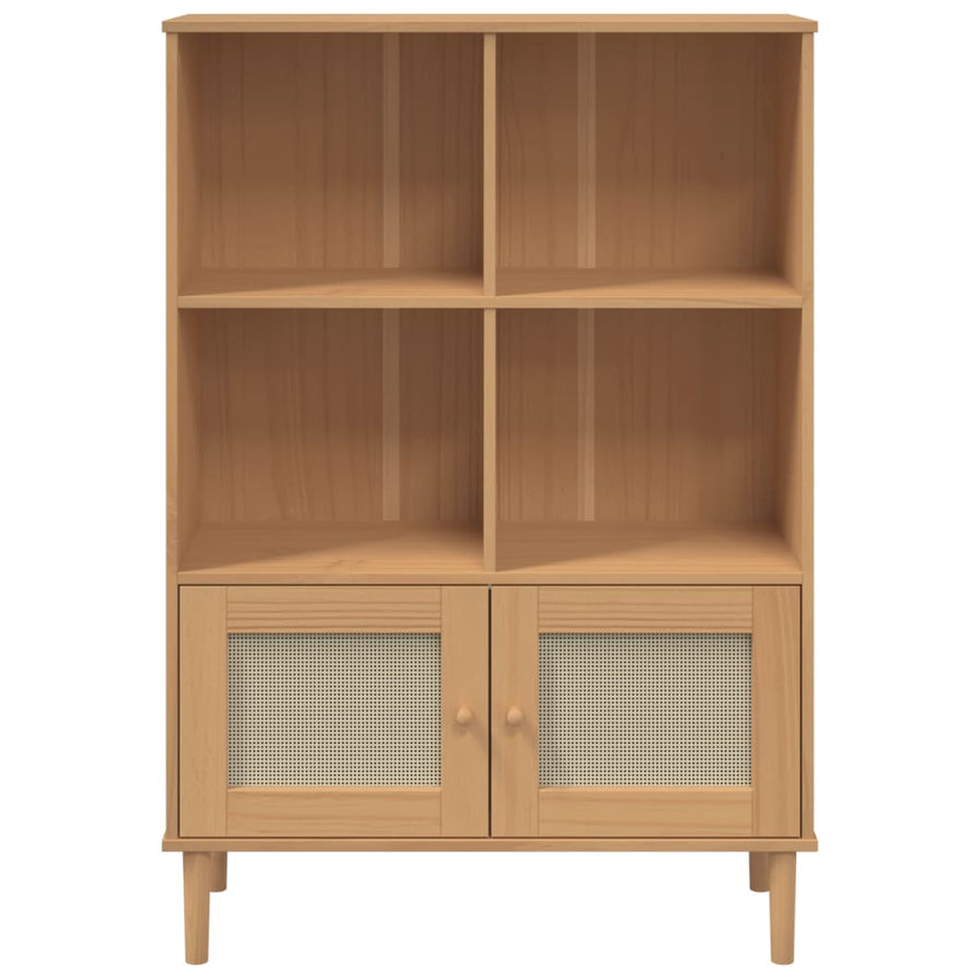 Boekenkast Senja Rattan-Look 90X35X30 Cm Grenenhout Bruin