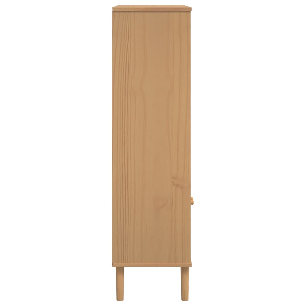Boekenkast Senja Rattan-Look 90X35X30 Cm Grenenhout Bruin