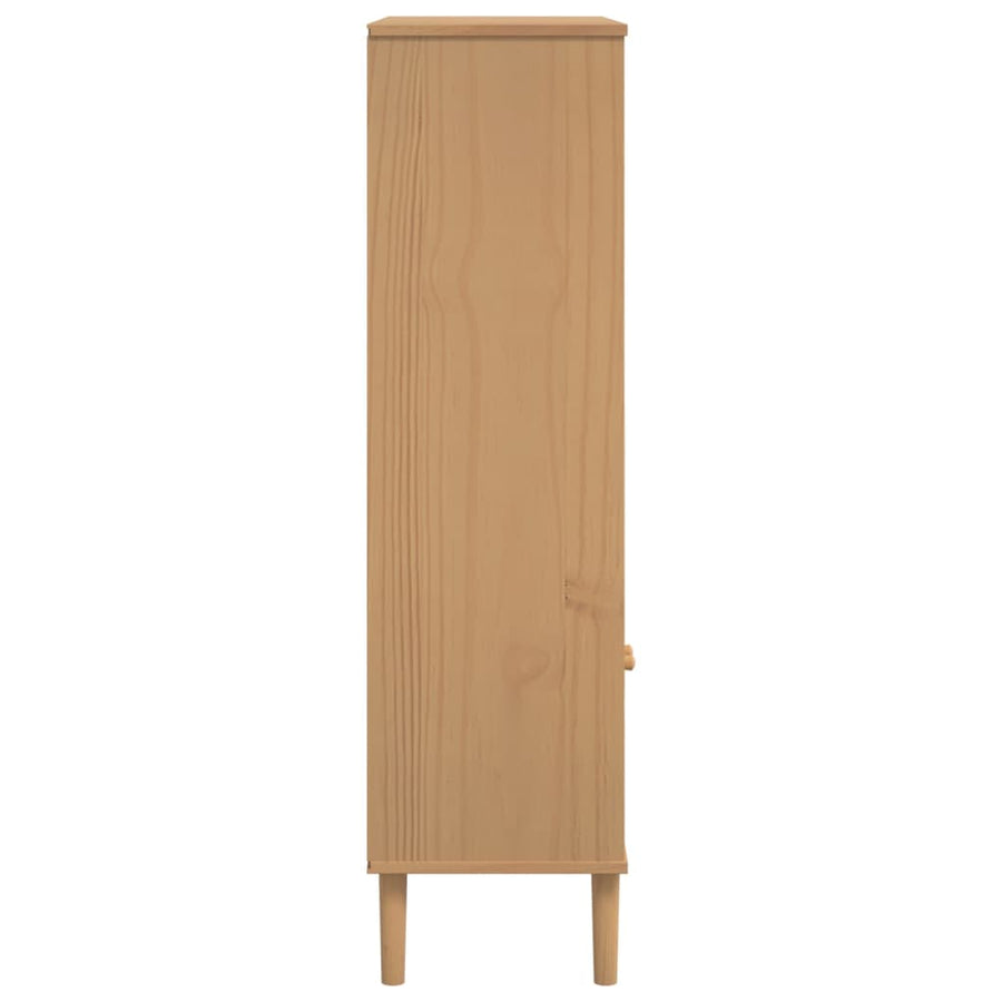 Boekenkast Senja Rattan-Look 90X35X30 Cm Grenenhout Bruin
