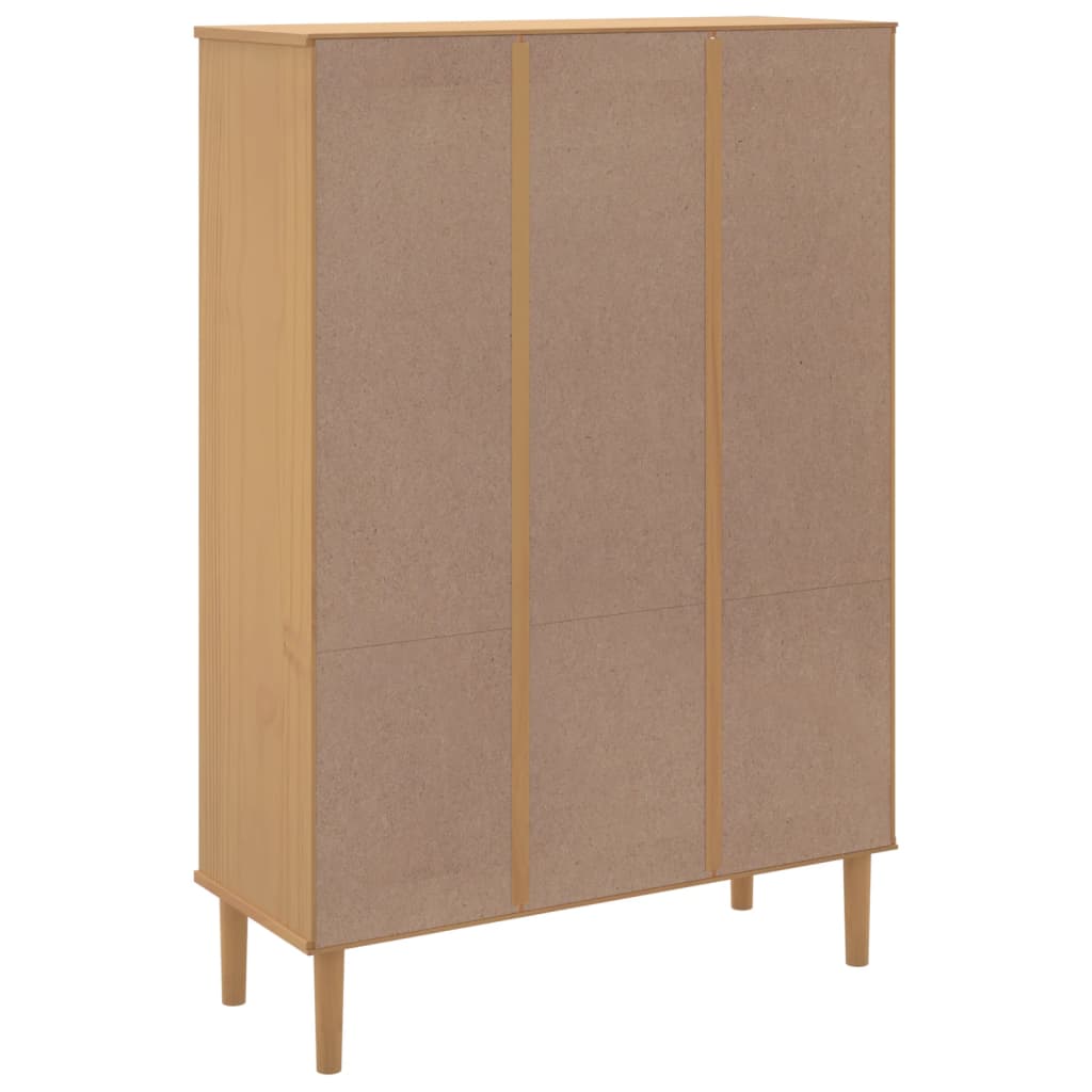 Boekenkast Senja Rattan-Look 90X35X30 Cm Grenenhout Bruin