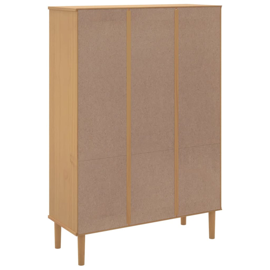 Boekenkast Senja Rattan-Look 90X35X30 Cm Grenenhout Bruin