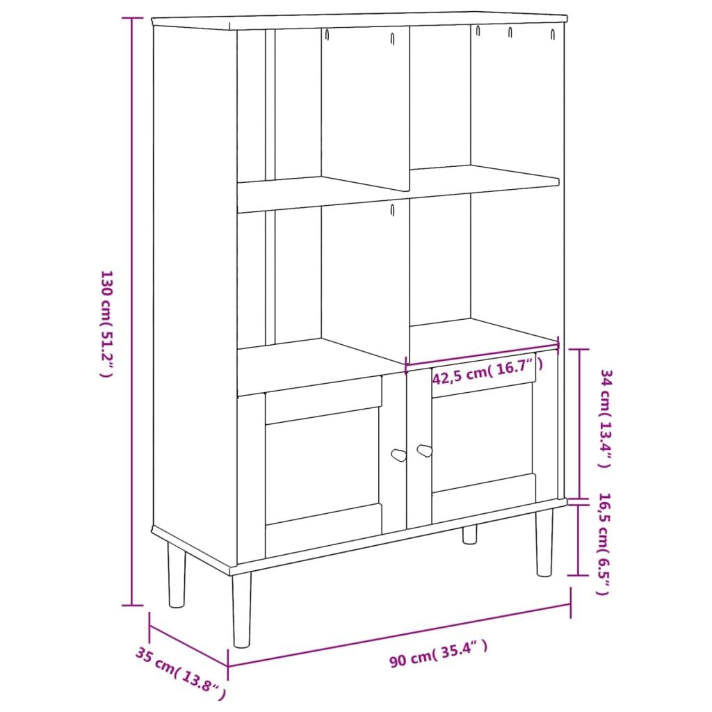 Boekenkast Senja Rattan-Look 90X35X30 Cm Grenenhout Bruin