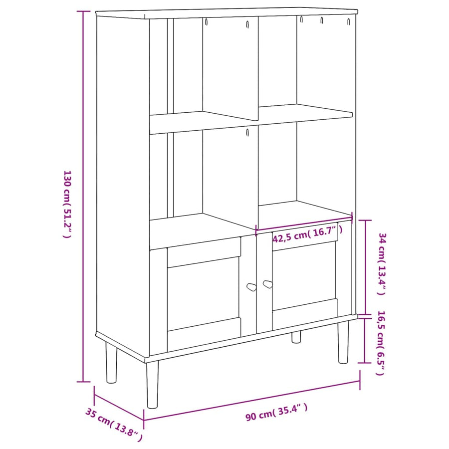 Boekenkast Senja Rattan-Look 90X35X30 Cm Grenenhout Bruin