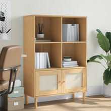 Boekenkast Senja Rattan-Look 90X35X30 Cm Grenenhout Bruin