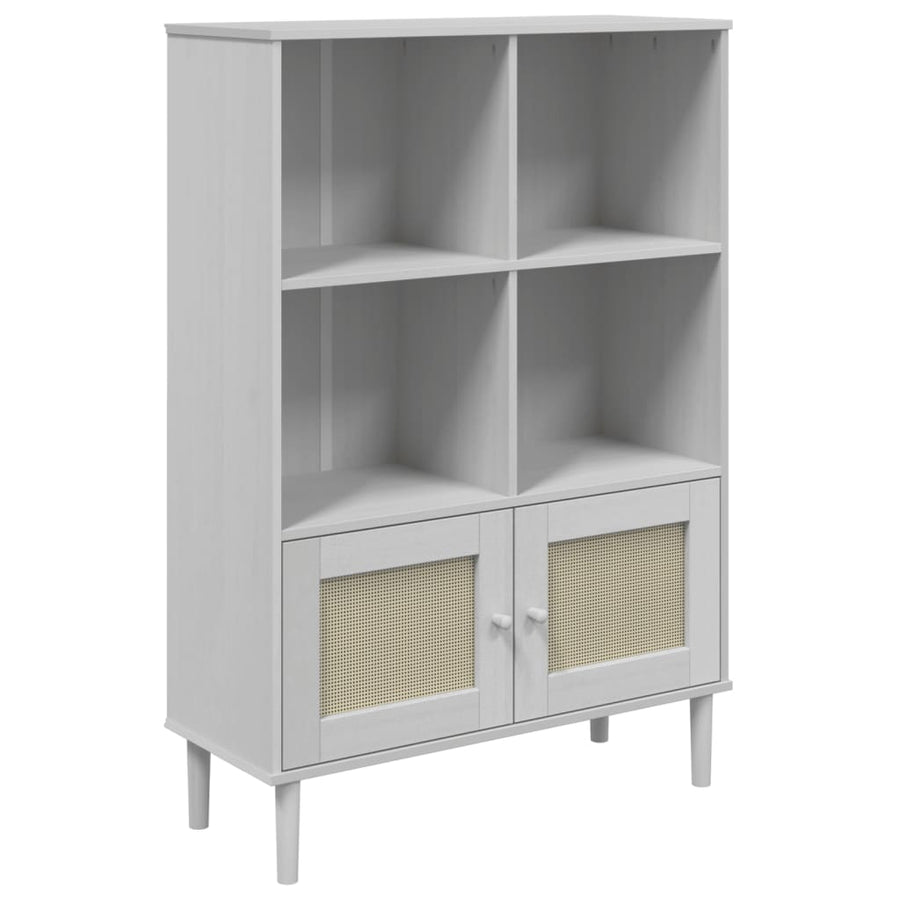 Boekenkast Senja Rattan-Look 90X35X30 Cm Grenenhout Wit