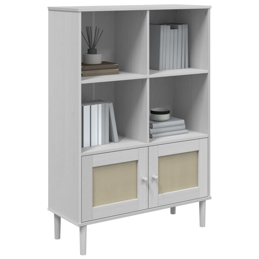 Boekenkast Senja Rattan-Look 90X35X30 Cm Grenenhout Wit