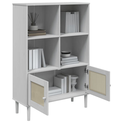 Boekenkast Senja Rattan-Look 90X35X30 Cm Grenenhout Wit