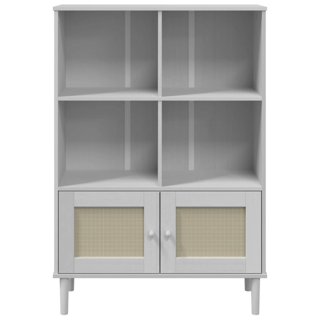 Boekenkast Senja Rattan-Look 90X35X30 Cm Grenenhout Wit