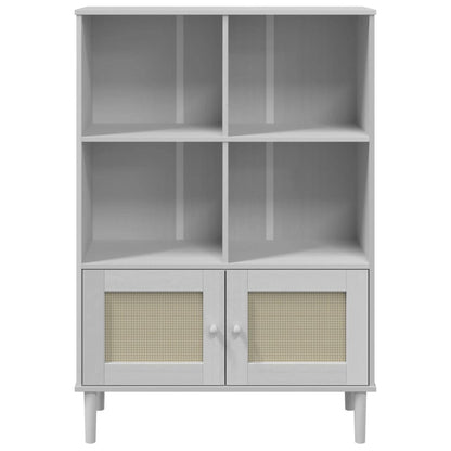 Boekenkast Senja Rattan-Look 90X35X30 Cm Grenenhout Wit