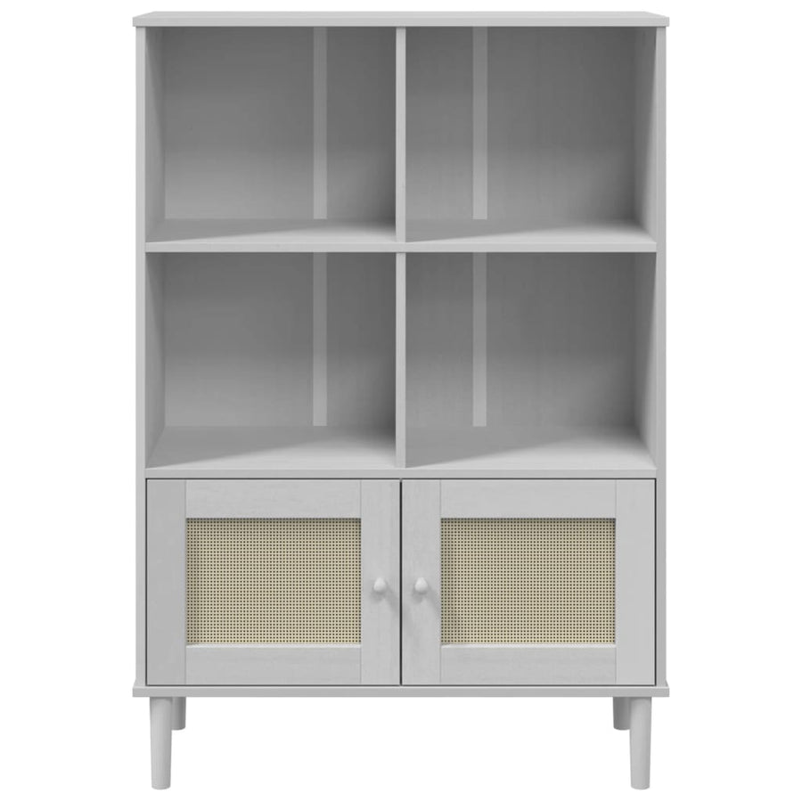 Boekenkast Senja Rattan-Look 90X35X30 Cm Grenenhout Wit