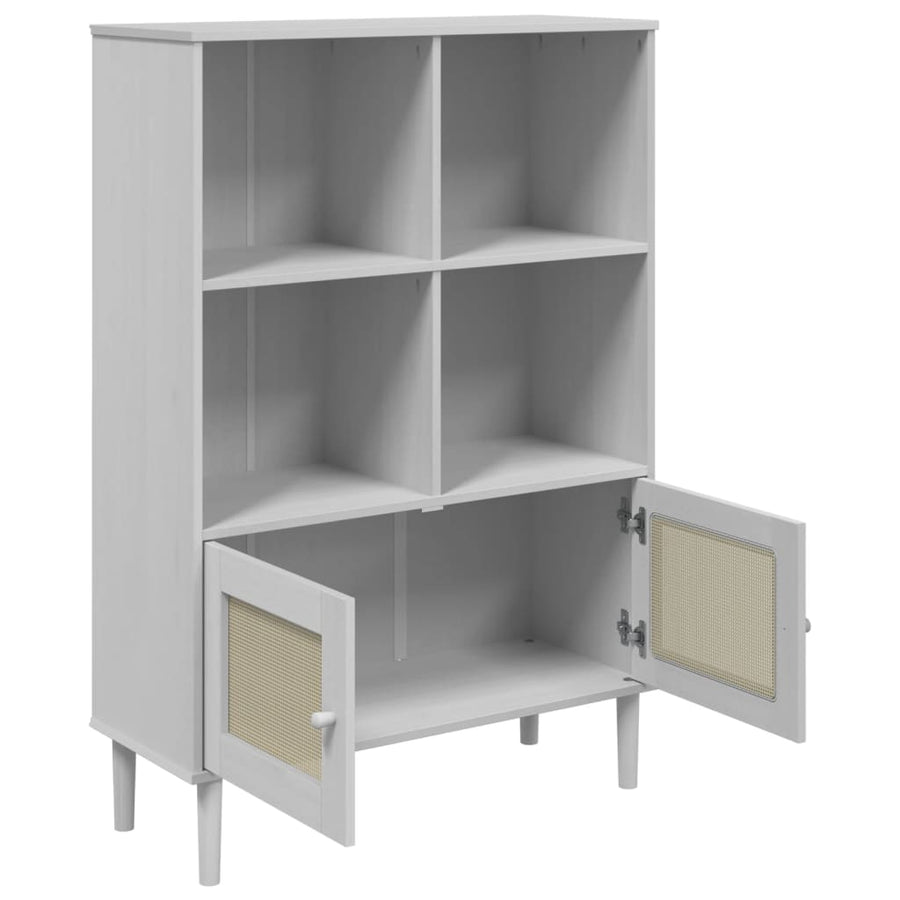 Boekenkast Senja Rattan-Look 90X35X30 Cm Grenenhout Wit