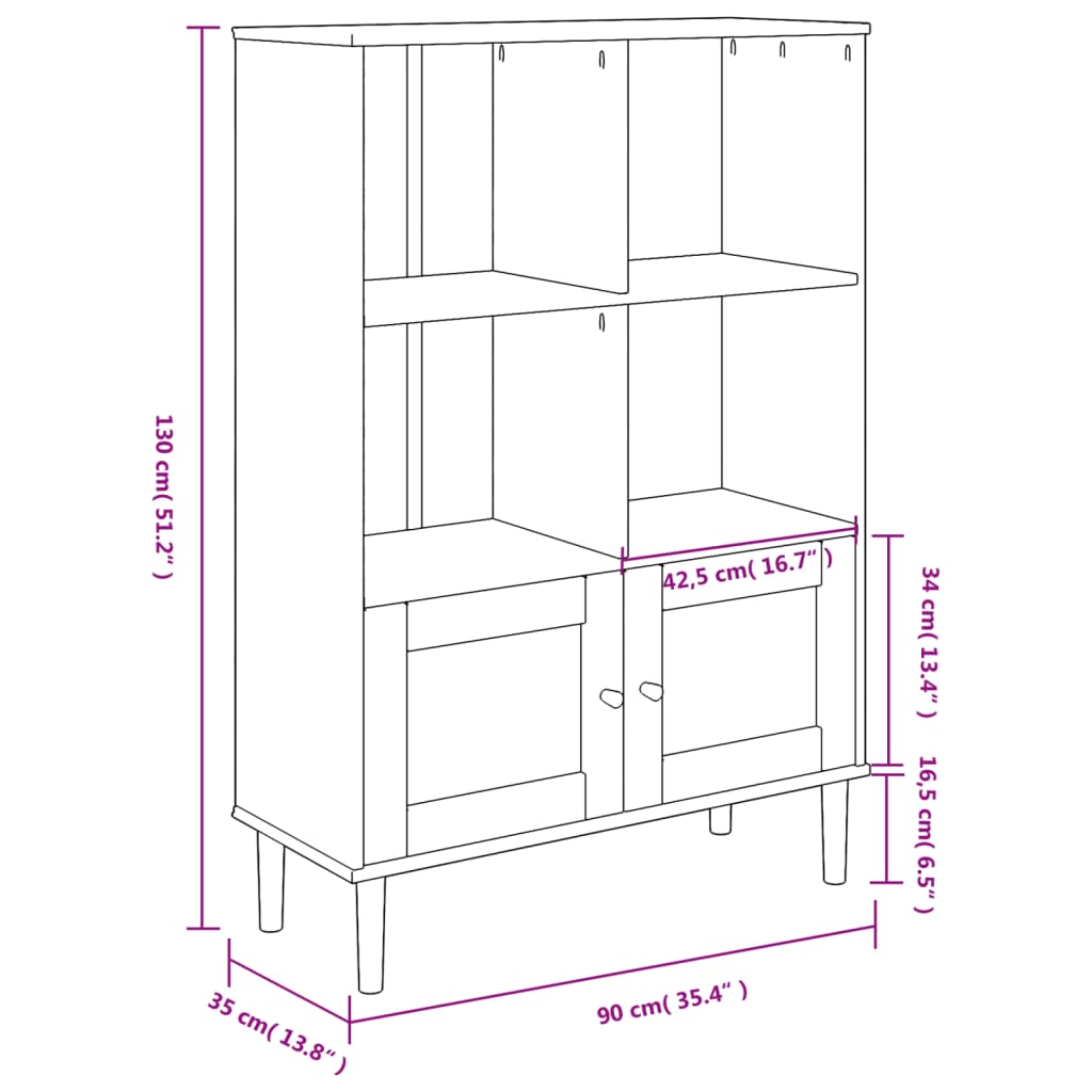 Boekenkast Senja Rattan-Look 90X35X30 Cm Grenenhout Wit