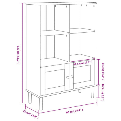 Boekenkast Senja Rattan-Look 90X35X30 Cm Grenenhout Wit