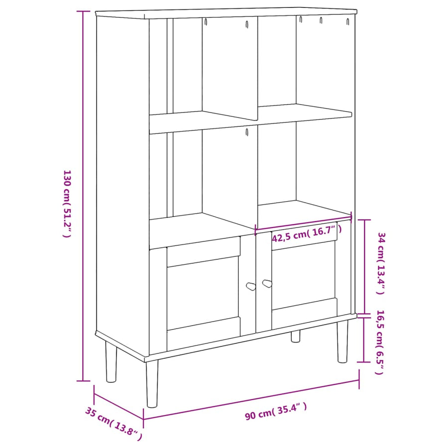 Boekenkast Senja Rattan-Look 90X35X30 Cm Grenenhout Wit