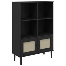 Boekenkast Senja Rattan-Look 90X35X30 Cm Grenenhout Zwart