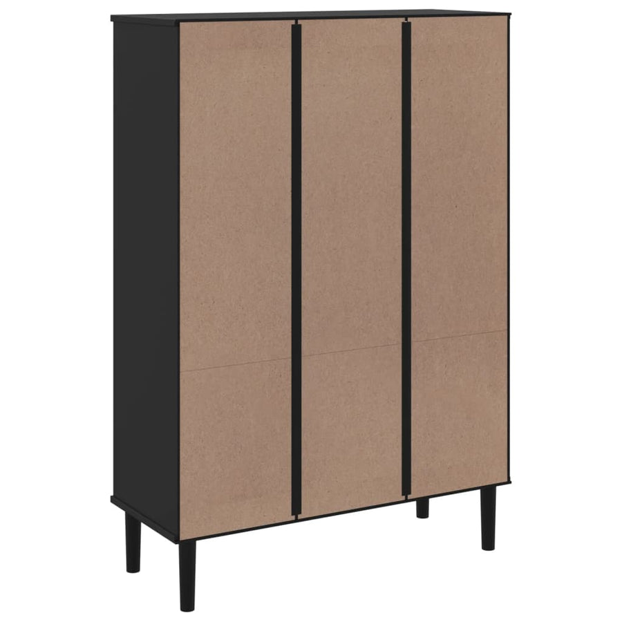 Boekenkast Senja Rattan-Look 90X35X30 Cm Grenenhout Zwart