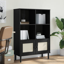 Boekenkast Senja Rattan-Look 90X35X30 Cm Grenenhout Zwart