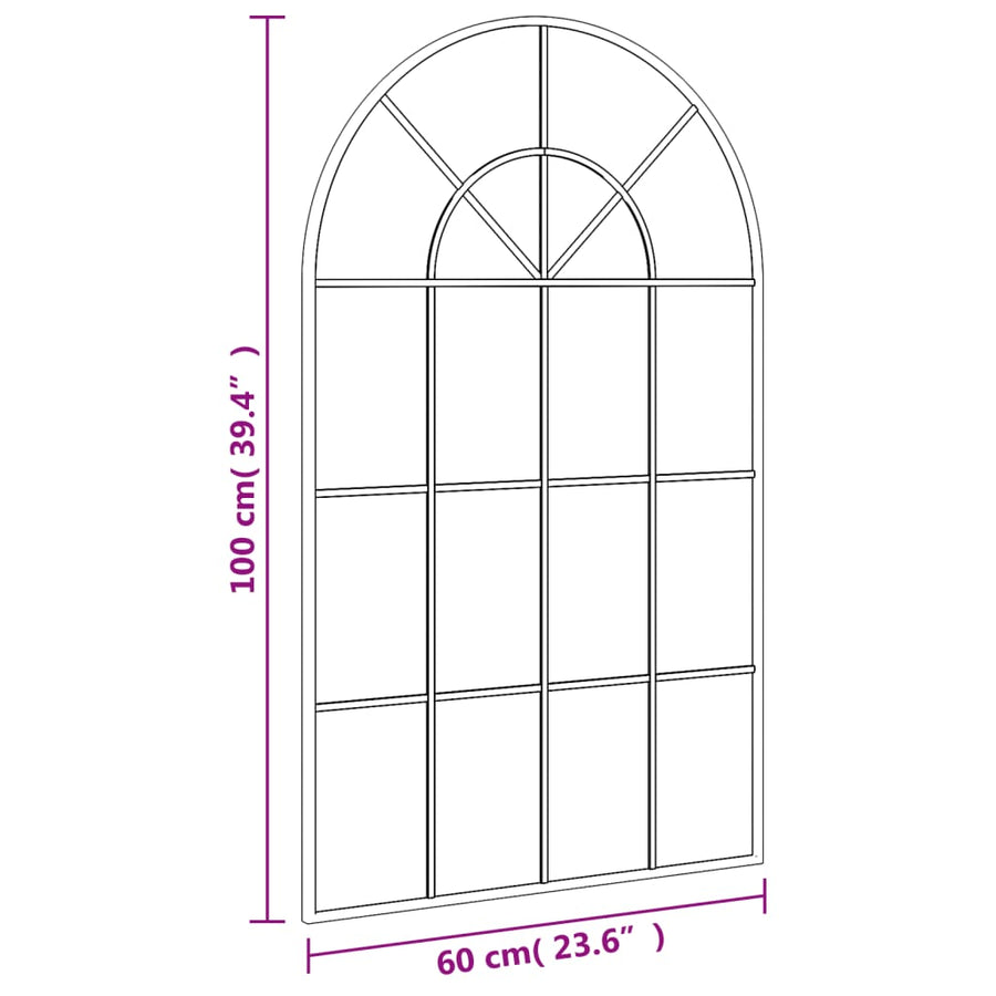 Wandspiegel Boog Ijzer Zwart 60 x 100 cm