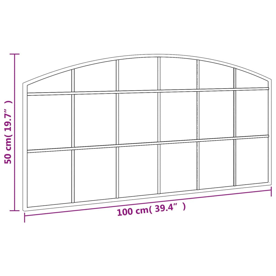 Wandspiegel Boog Ijzer Zwart 100 x 50 cm