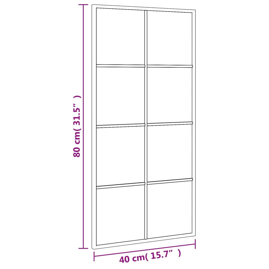 Wandspiegel Rechthoekig Ijzer Zwart 40 x 80 cm