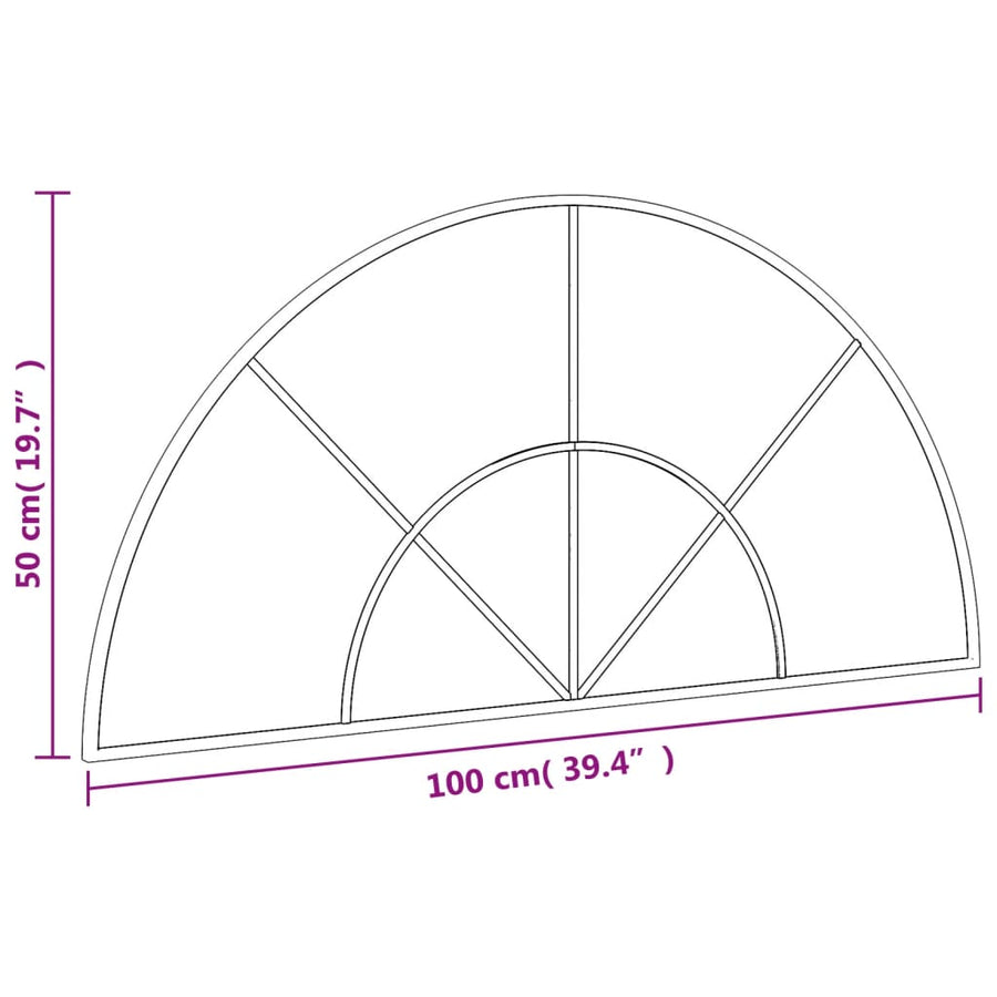 Wandspiegel Boog 100X50 Cm Ijzer Zwart