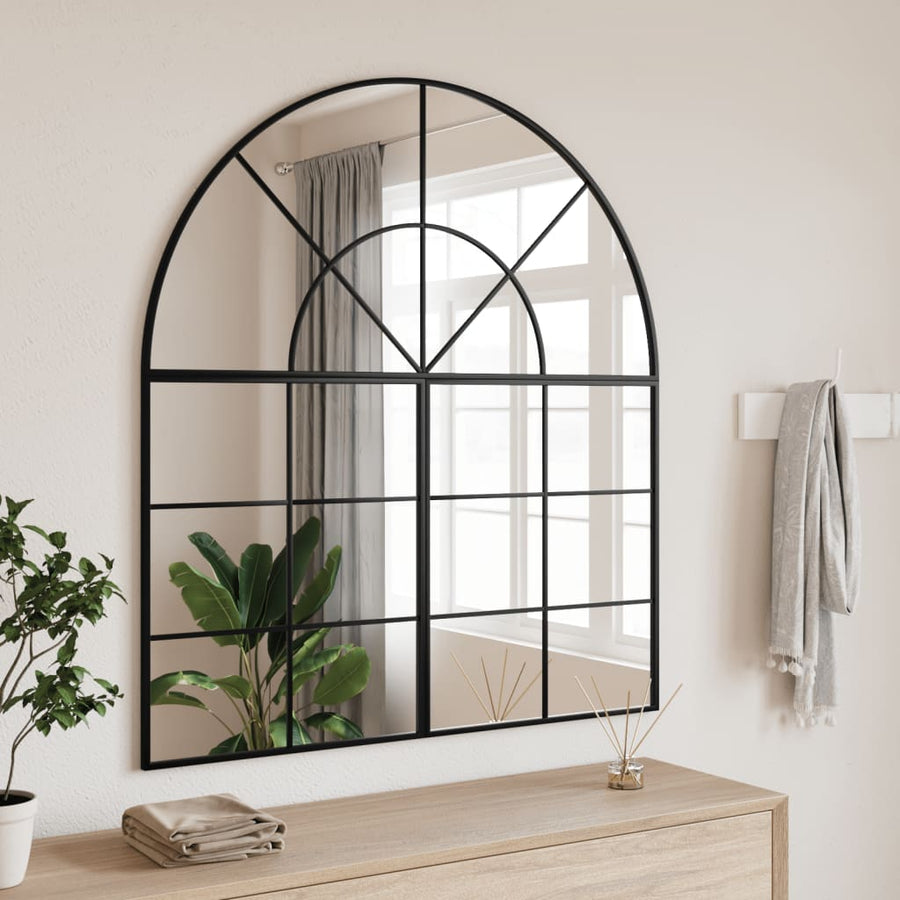 Wandspiegel Boog 100X50 Cm Ijzer Zwart