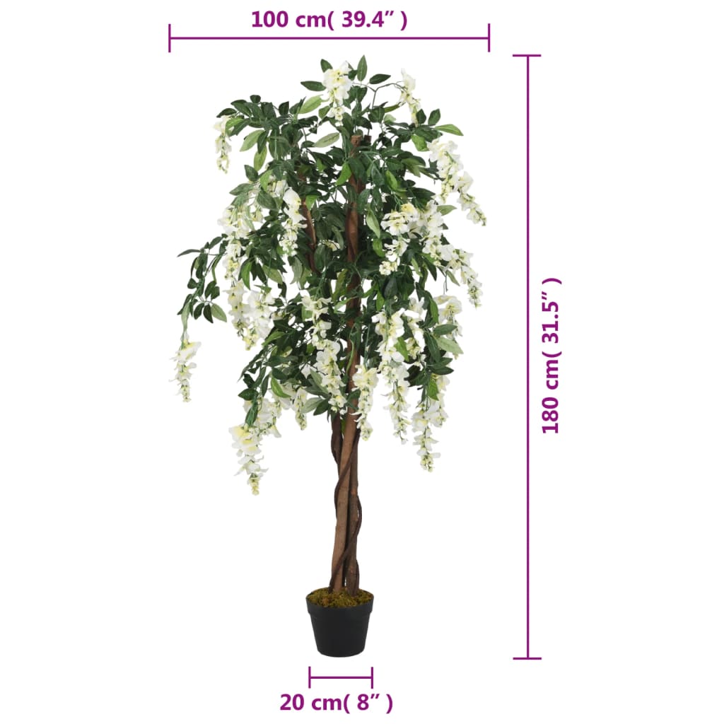 Kunstplant Wisteria 1260 Bladeren 180 Cm Groen En Wit