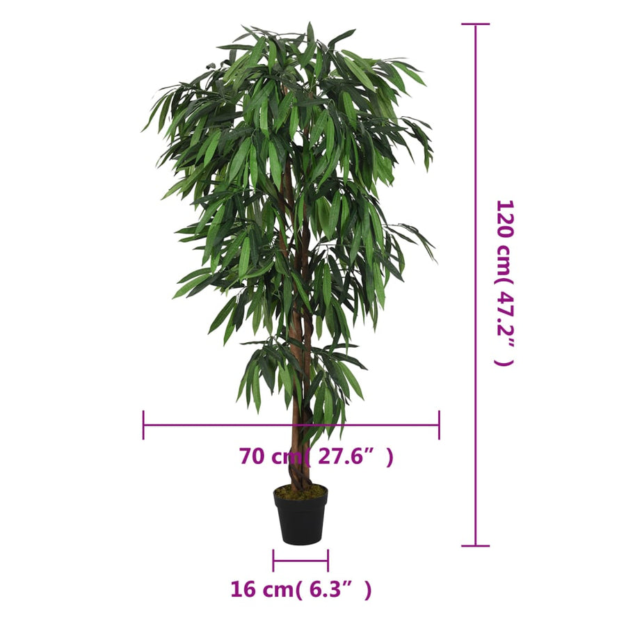 Kunstplant Mangoboom 450 Bladeren Groen 120 cm