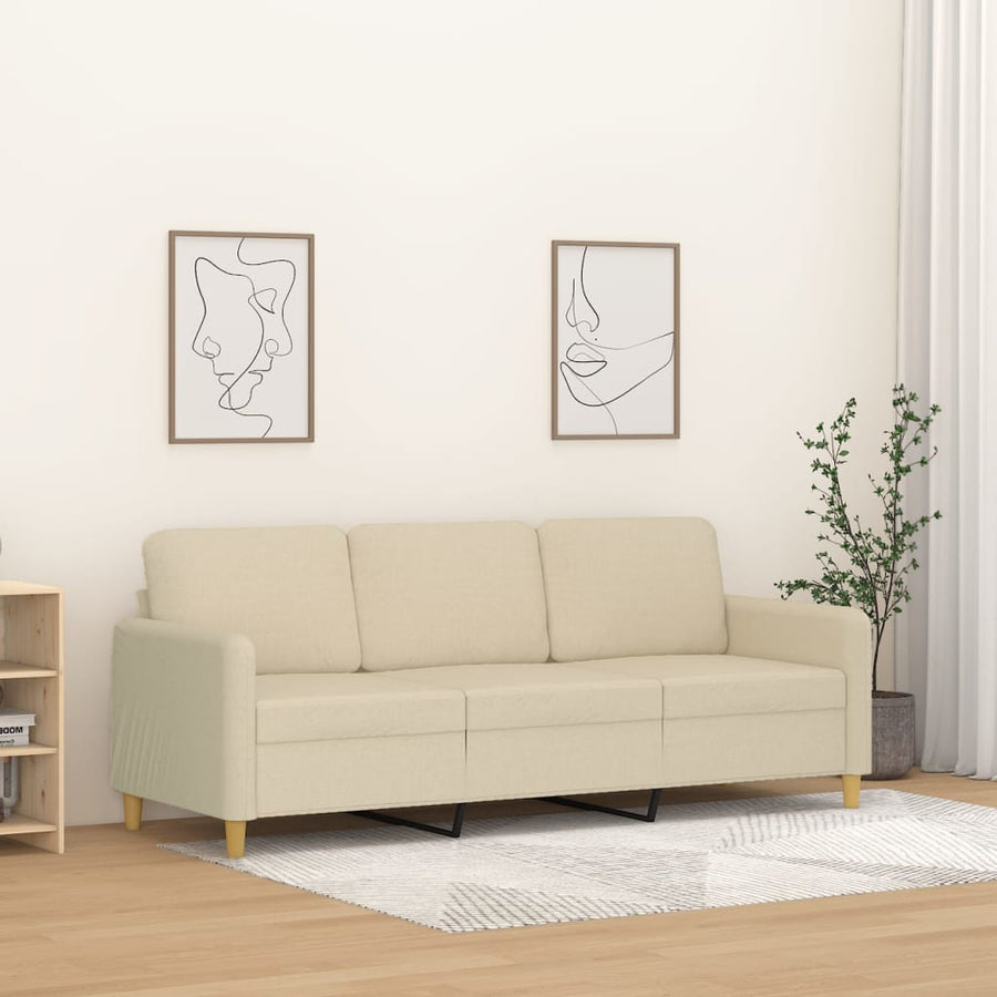 Driezitsbank Stof Kleurig 180 cm Crème