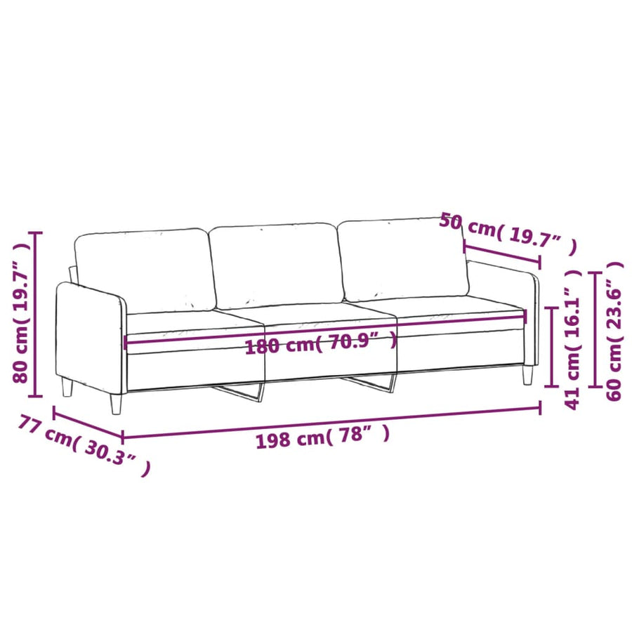 Driezitsbank Stof 180 cm Taupe