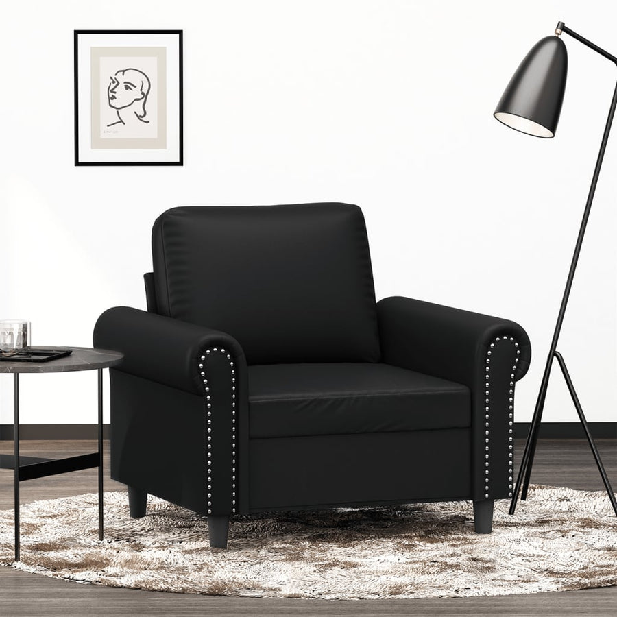 Fauteuil Kunstleer Zwart 60 cm