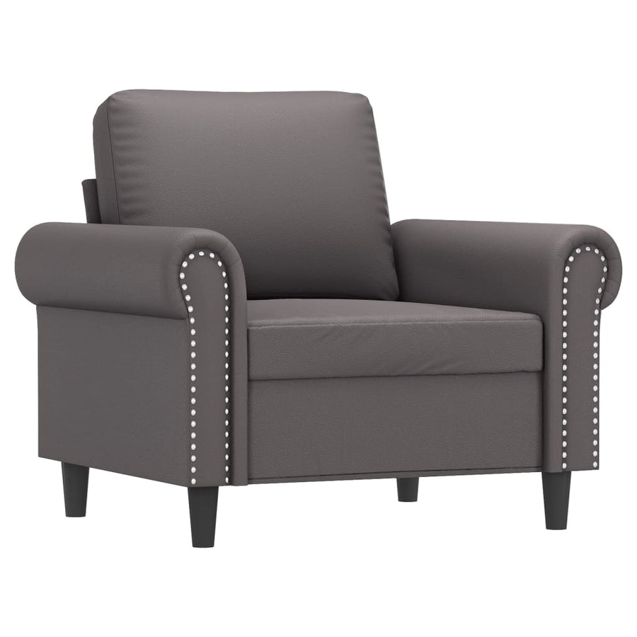Fauteuil Kunstleer Grijs 60 cm