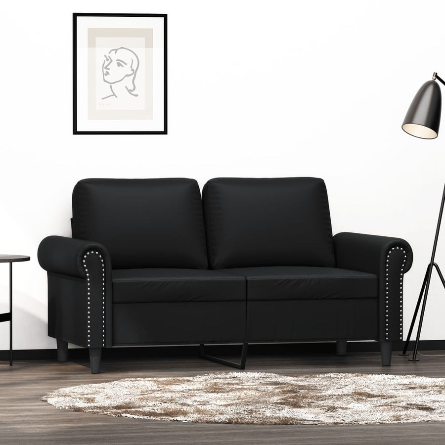 Tweezitsbank Kunstleer 120 cm Zwart