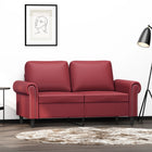 Two-seater sofa 120 cm faux leather wine red