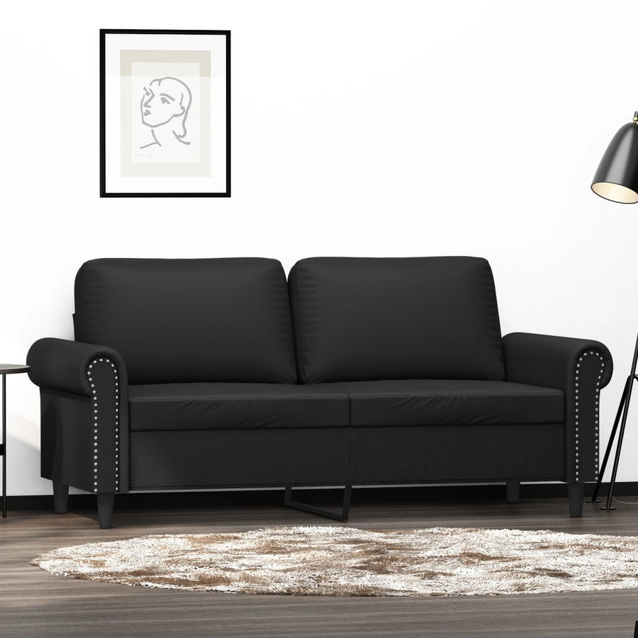 Tweezitsbank Kunstleer 140 cm Zwart