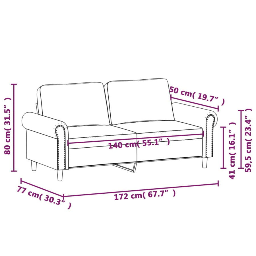 Tweezitsbank Kunstleer 140 cm Grijs