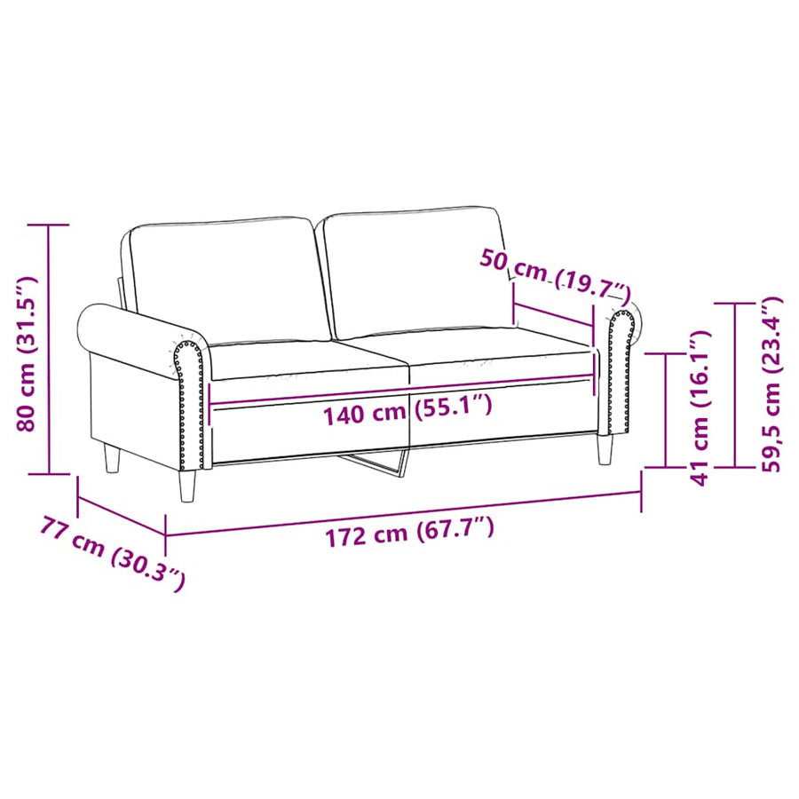 Tweezitsbank 140 cm kunstleer wijnrood