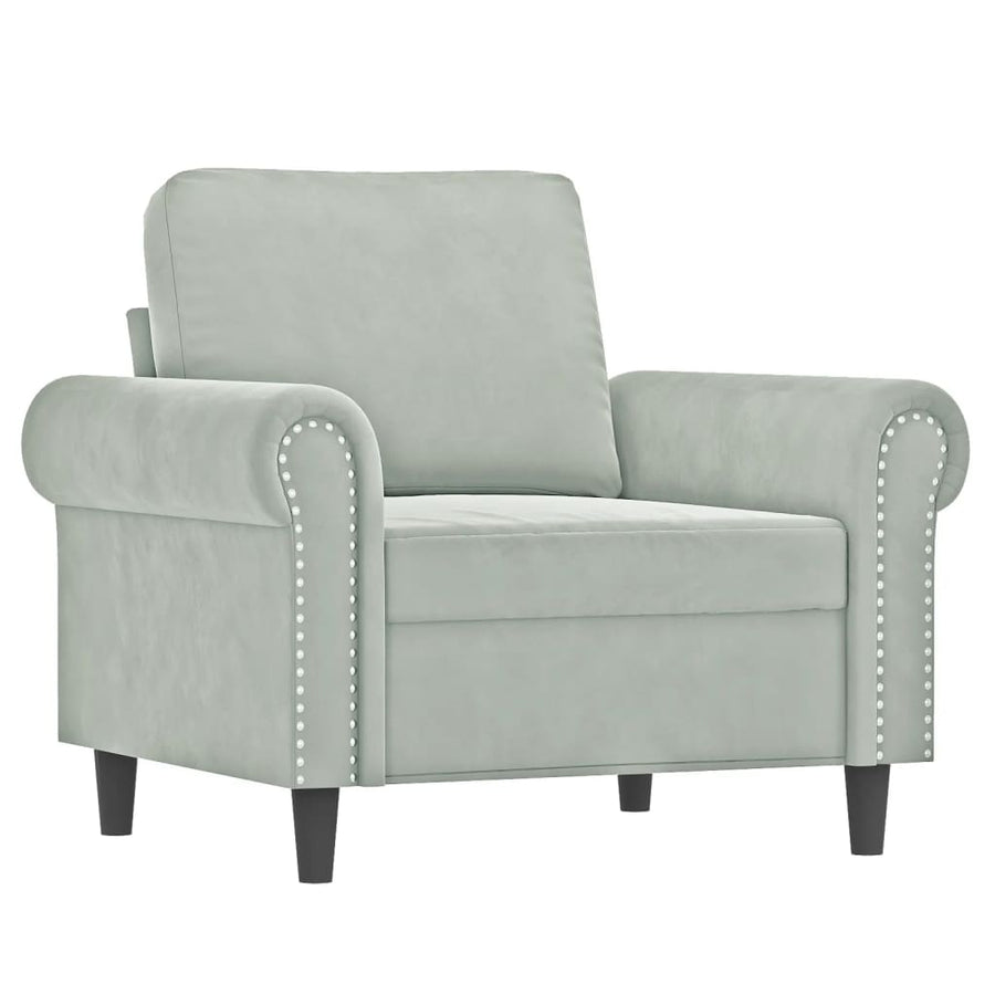 Fauteuil 60 cm fluweel lichtgrijs
