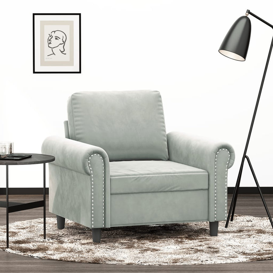 Fauteuil 60 cm fluweel lichtgrijs