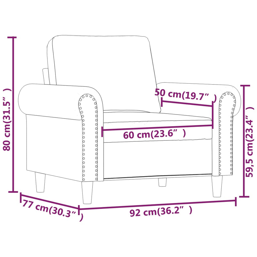 Fauteuil 60 cm fluweel donkergrijs