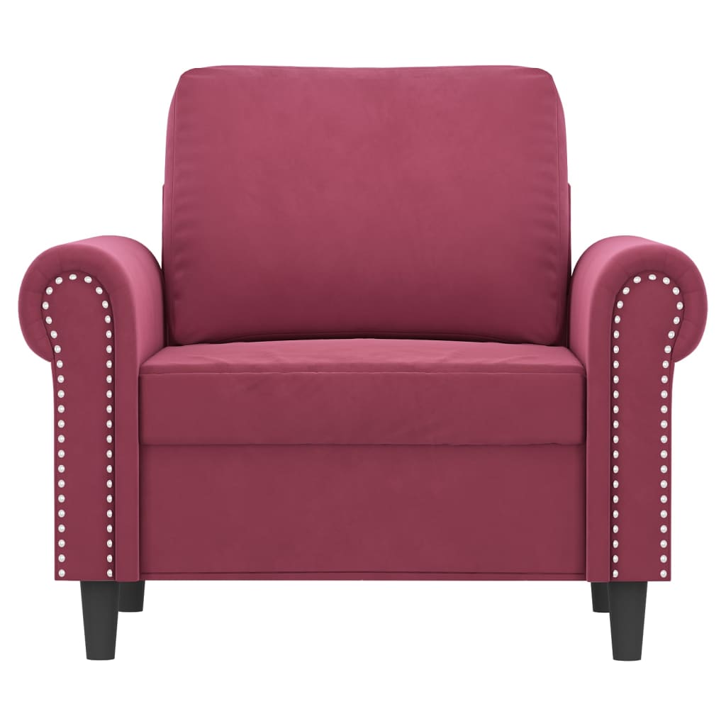 Fauteuil fluweel 60 cm Wijnrood