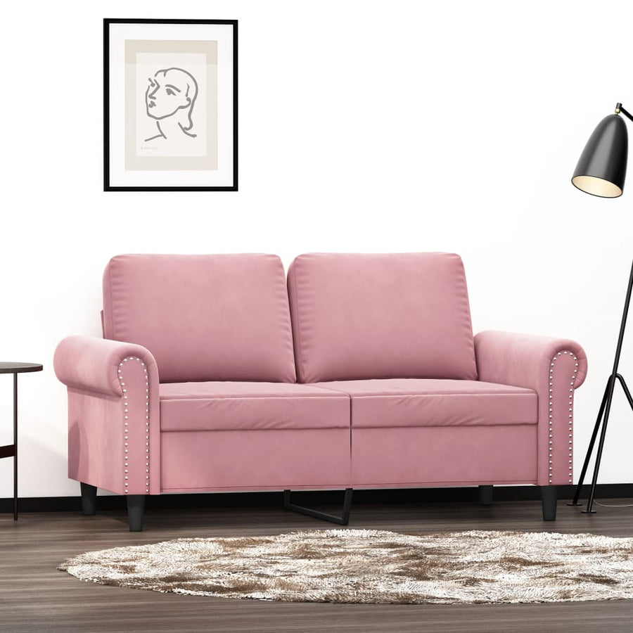 Tweezitsbank 120 cm fluweel roze 120 cm Roze