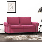 Tweezitsbank 120 cm fluweel wijnrood