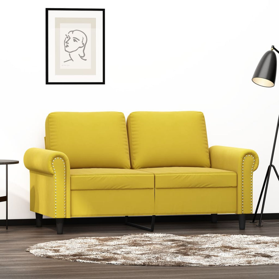 Tweezitsbank 120 cm fluweel geel 120 cm Geel