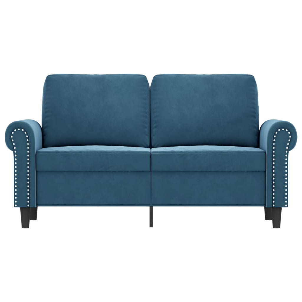 Tweezitsbank 120 cm fluweel blauw 120 cm Blauw