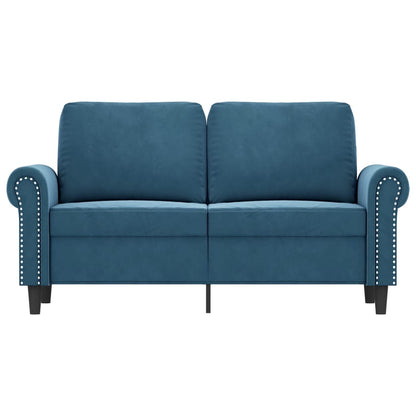 Tweezitsbank 120 cm fluweel blauw 120 cm Blauw