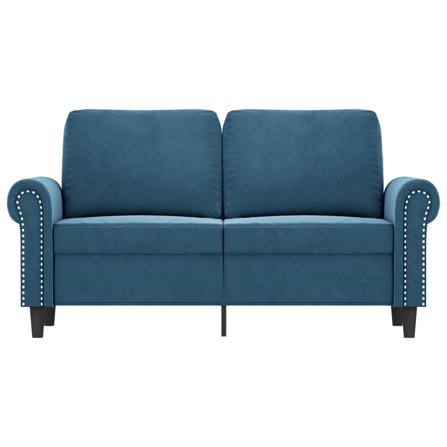 Tweezitsbank 120 cm fluweel blauw 120 cm Blauw